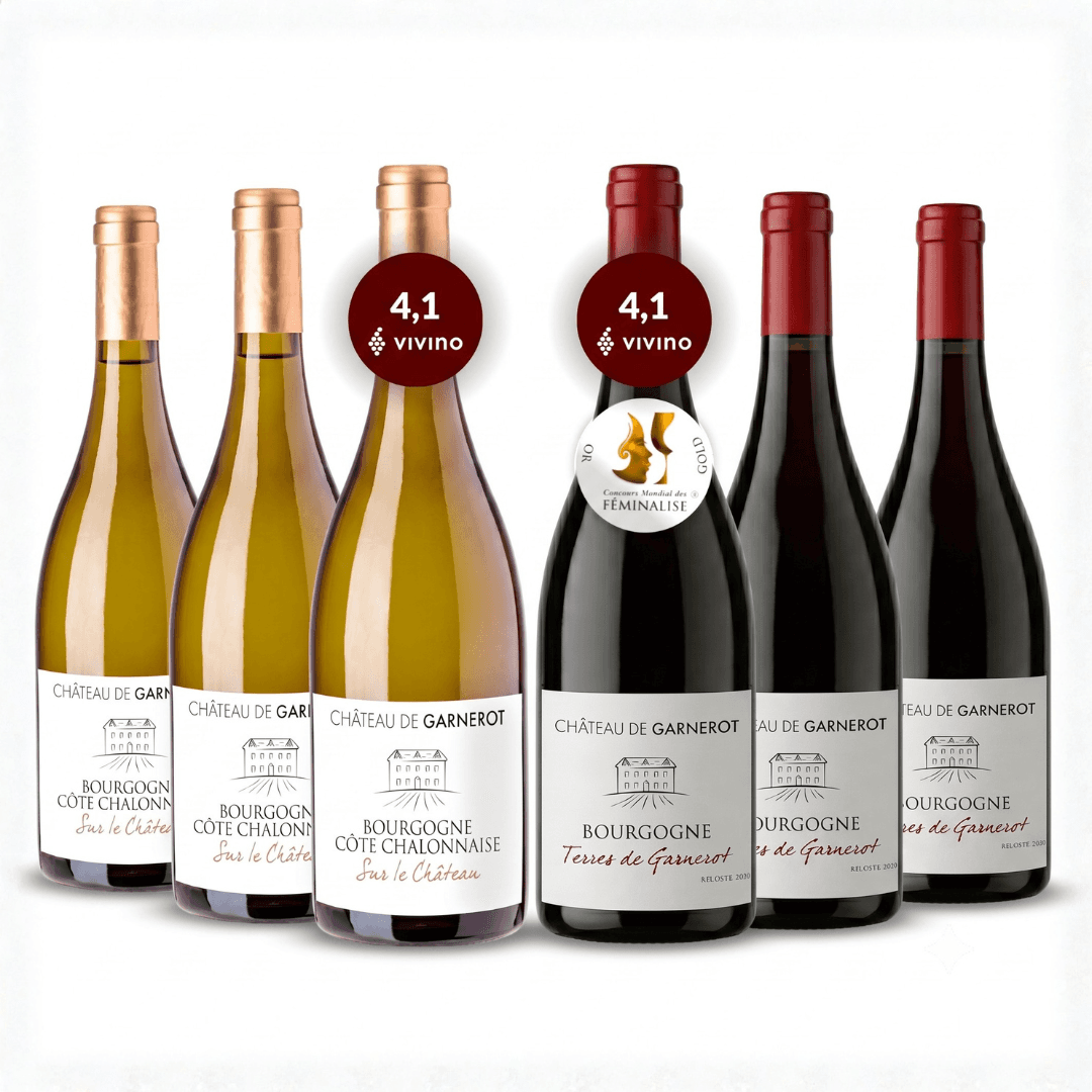 Bourgogne smagskasse Chateau de Garnerot, 2 x 3 flasker økologiske rød- & hvidvine, Bourgogne, Frankrig